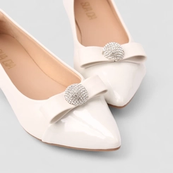 Sapatilha Feminina Sua Cia Laço Strass Branco