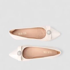 Sapatilha Feminina Sua Cia Laço Strass Branco