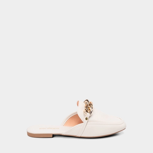Mule Feminino Penélope Detalhe Corrente Off White
