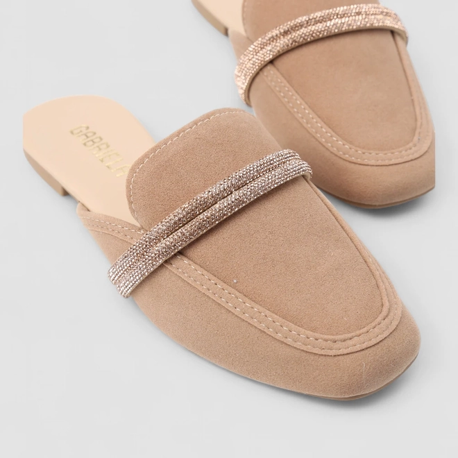 Mule Feminino Gabriela Strass Camurça Bege