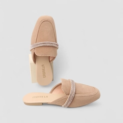 Mule Feminino Gabriela Strass Camurça Bege