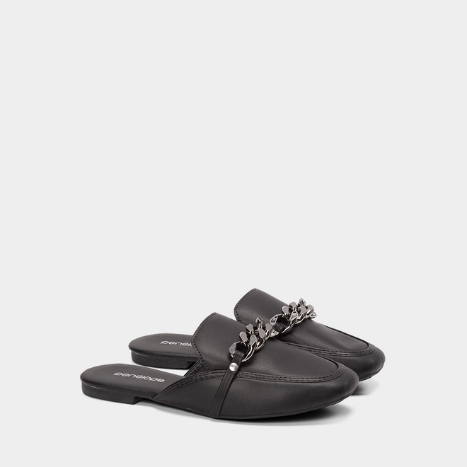 Mule Feminino Penélope Detalhe Corrente Preto