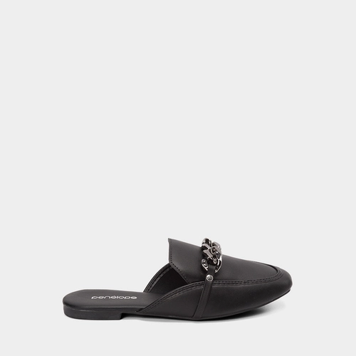 Mule Feminino Penélope Detalhe Corrente Preto