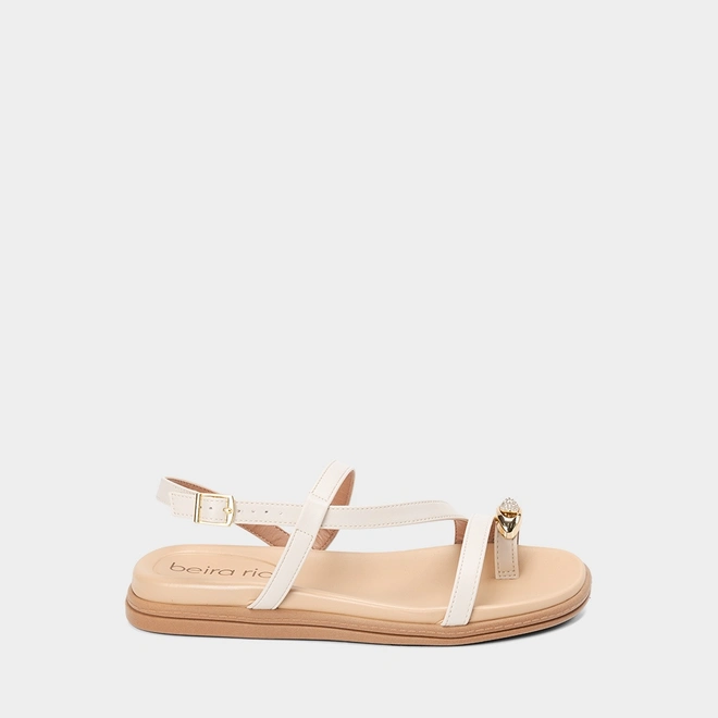 Sandália Feminina Beira Rio Detalhe Bold & Strass Off White