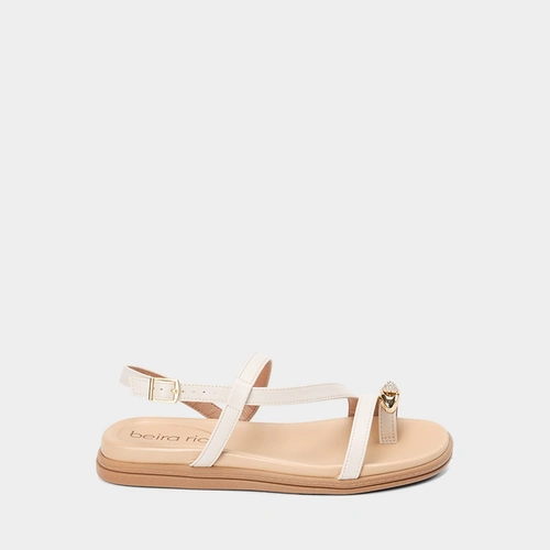 Sandália Feminina Beira Rio Detalhe Bold & Strass Off White