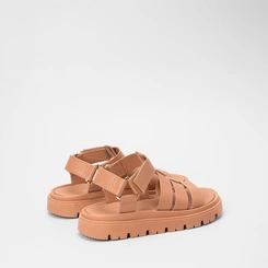 Sandália Aranha Feminina Moleca Flatform Tratorada Nude