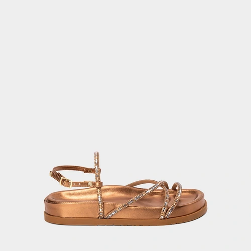 Sandália Feminina Gabriela Pedraria Bronze
