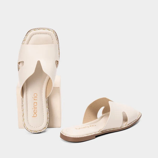 Rasteira Feminina Beira Rio Tira Vazada Off White