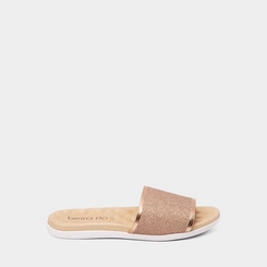 Rasteira Feminina Beira Rio Tira Larga Glitter Rose Gold