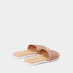 Rasteira Feminina Beira Rio Tira Larga Glitter Rose Gold