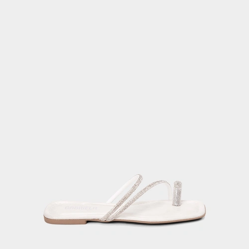 Rasteira Feminina Gabriela TIras Strass Off White