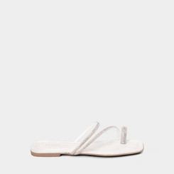 Rasteira Feminina Gabriela TIras Strass Off White