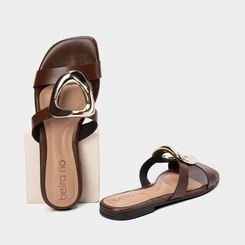 Rasteira Feminina Beira Rio Detalhe Bold Marrom