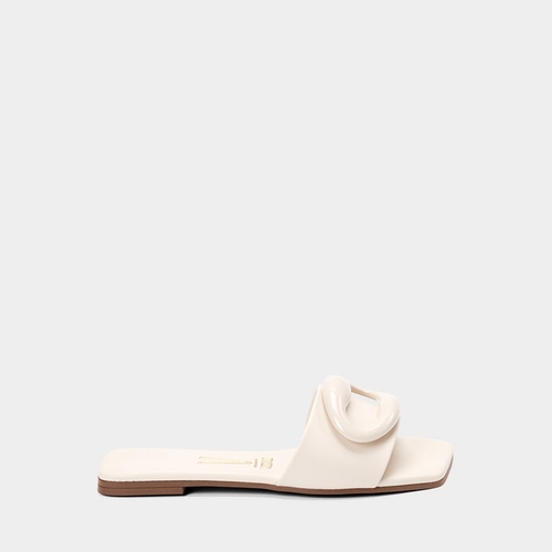 Rasteira Feminina Vizzano Detalhe Argola Resinada Off White