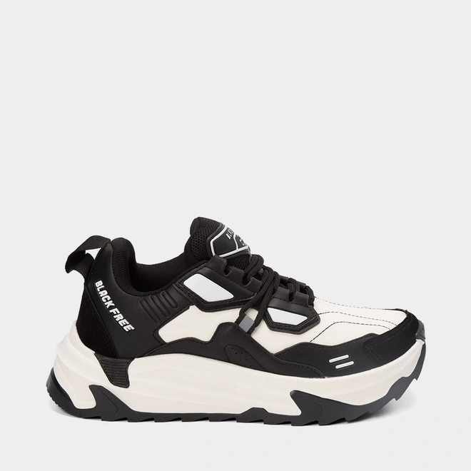 Tênis Chunky Masculino Black Free Camurça Off White & Preto