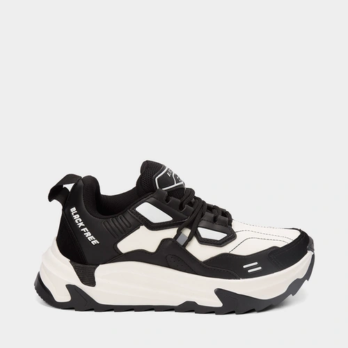 Tênis Chunky Masculino Black Free Camurça Off White & Preto