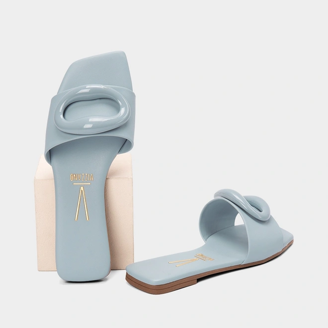 Rasteira Feminina Vizzano Detalhe Argola Resinada Azul