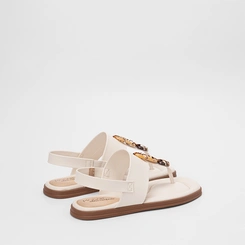 Sandália Rasteira Feminina Modare Ultraconforto Detalhe Pedraria Off White