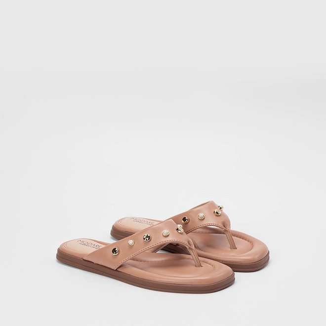 Tamanco Feminino Modare Ultraconforto Detalhe Pedraria Nude