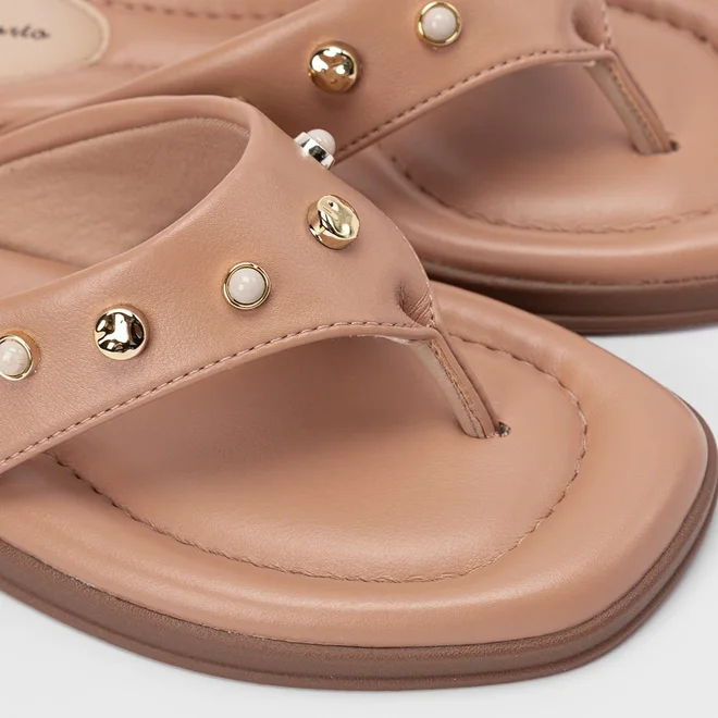 Tamanco Feminino Modare Ultraconforto Detalhe Pedraria Nude