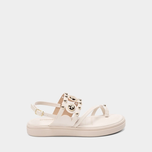 Sandália Feminina Gabriela Flatform Detalhe Tachas Off White