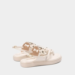Sandália Feminina Gabriela Flatform Detalhe Tachas Off White