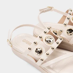 Sandália Feminina Gabriela Flatform Detalhe Tachas Off White