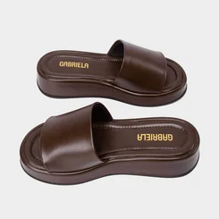 Tamanco Feminino  Flatform Gabriela Marrom