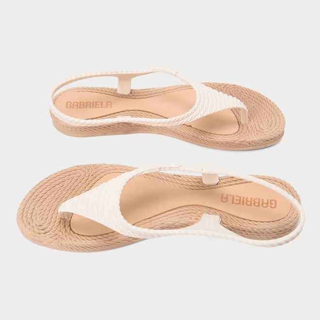 Sandália Feminina Gabriela Texturizada Off White
