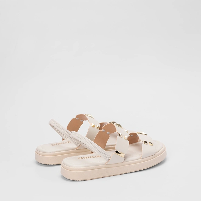 Sandália Feminina Gabriela Detalhe Metalizado Off White