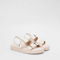 Sandália Feminina Gabriela Detalhe Metalizado Off White