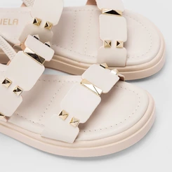 Sandália Feminina Gabriela Detalhe Metalizado Off White
