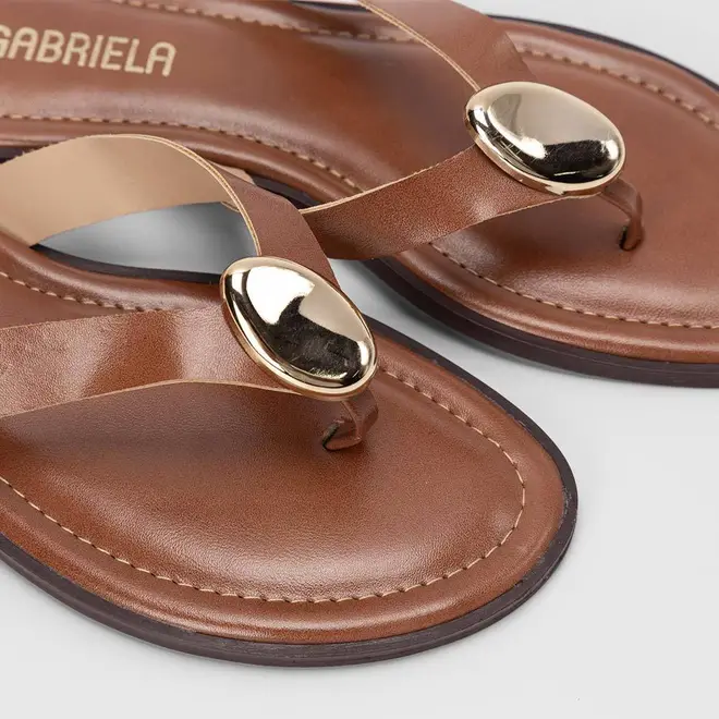 Rasteira Feminina Gabriela Detalhe Bold Caramelo
