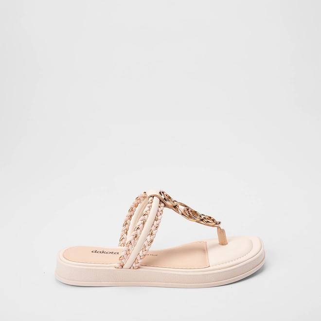 Tamanco Feminino Dakota Detalhe Metalizado Tressê Off White