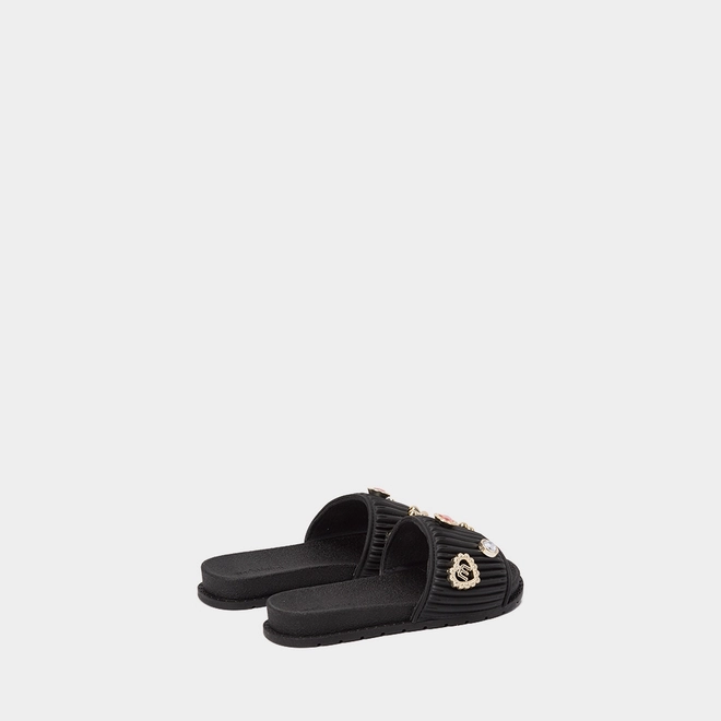 Chinelo Slide Infantil Molekinha com Aplicações Preto