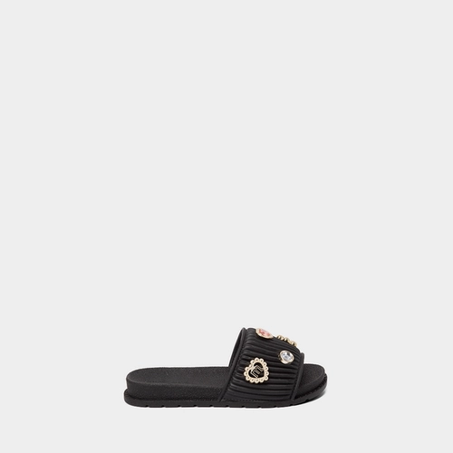 Chinelo Slide Infantil Molekinha com Aplicações Preto