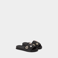 Chinelo Slide Infantil Molekinha com Aplicações Preto