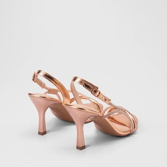 Sandália Feminina Dakota Salto Alto Tiras Em Strass Metalizado Rose Gold