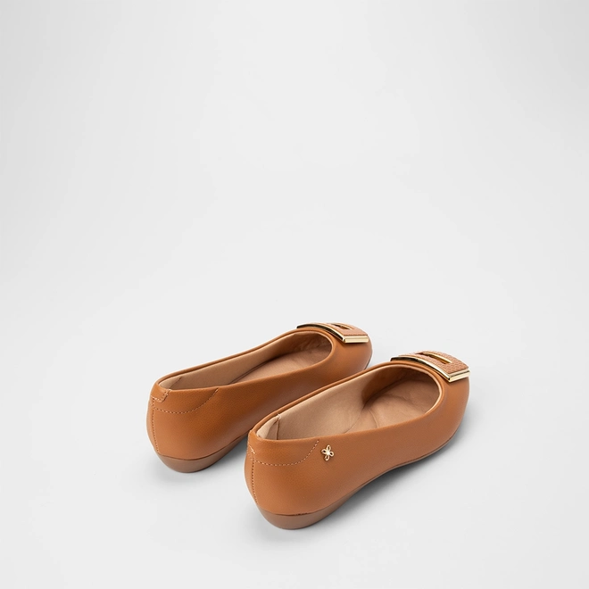 Sapatilha Feminina Softli Enfeite Fivela Caramelo