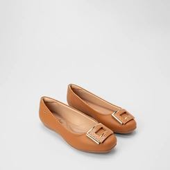 Sapatilha Feminina Softli Enfeite Fivela Caramelo