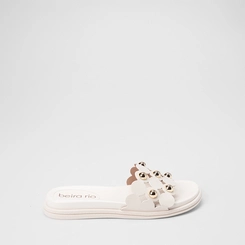 Tamanco Rasteiro Feminino Beira Rio Tachas Off White