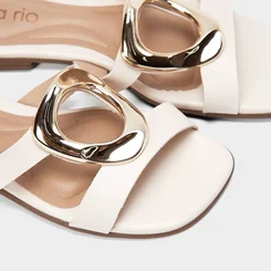 Rasteira Feminina Beira Rio Detalhe Bold Off White
