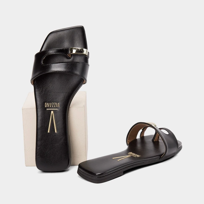 Rasteira Feminina Vizzano Detalhe Bold Preto