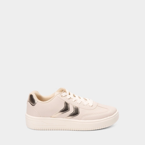 Tênis Casual Feminino Penélope Flatform Recorte Metalizado Off White