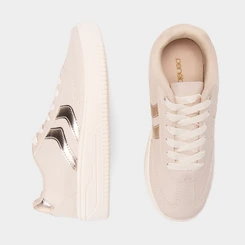 Tênis Casual Feminino Penélope Flatform Recorte Metalizado Off White