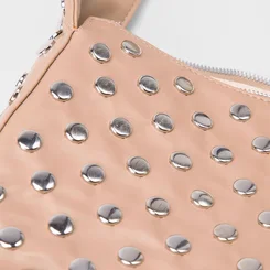 Bolsa De Ombro Gabriela Média Detalhe Tachas Bege