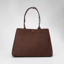 Bolsa De Ombro Gabriela Grande Suede Enfeite Fivela Marrom