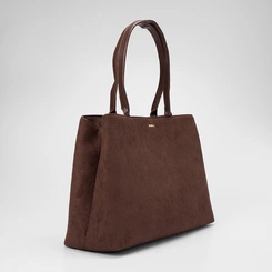 Bolsa De Ombro Gabriela Grande Suede Enfeite Fivela Marrom