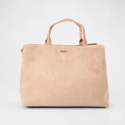 Bolsa De Mão Gabriela Média Suede Transversal Enfeite Fivela Bege