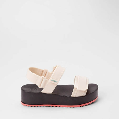 Vista 2 Sandália Feminina Zaxy Flatform Tiras Contato Bege Bege
